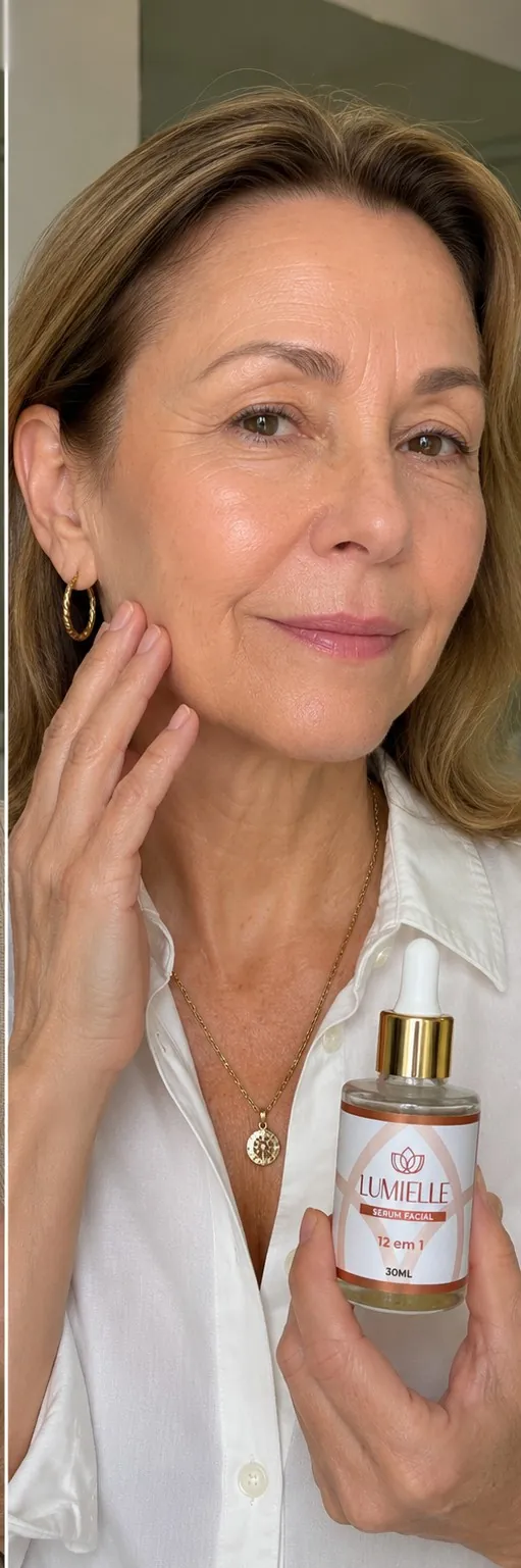 Mulher sorrindo após incluir o Sérum Facial Lumielle na rotina de cuidados